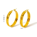 Gouden 30mm roestvrijstalen oorringen met tarwepatroon en geweven textuur afwerking - Gouden Creolen / 30MM