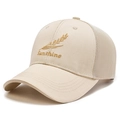 Beige mesh baseball cap with gold sunshine embroidery and wheat ear pattern - Khaki
