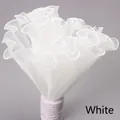 White pleated mesh flower wrapping paper with pearl texture and ruffled wavy design - Pleated Wave Mesh - White / 28cm*4 Yards/Pack