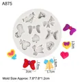 White silicone DIY mold with heart and bow designs including LOVE text elements - Bowknot Heart (A875) / Gray