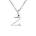 Silver stainless steel necklace featuring a letter Z pendant with a tiny heart detail - Letter Z / Steel