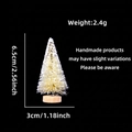 Mini sisal Christmas tree with white snow effect and wooden base 6.5cm height - White / 6.5cm