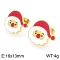 Pendientes de Papá Noel en esmalte y acero inoxidable dorado, tamaño 16x13mm - Stud aretes / Dorado