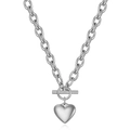 Collana in acciaio inossidabile argento con ciondolo a cuore 15mm e chiusura OT - Collana Argento