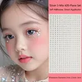 Silver self-adhesive facial rhinestones stickers in three sizes for eye makeup decoration - Silver Three-Size Mix 420pcs