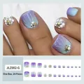 Blue and purple gradient press-on toenails with pearl and starfish shell design - JLZ002-G Star Sea Dream Pearl Starfish