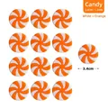 Set of 12 orange and white spiral candy ornaments, diameter 3.4cm for festive decoration - White + Orange (Large)