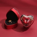 Scatola porta gioielli rossa a cuore con rosa stabilizzata e luce a LED - Scatola per Ciondoli / Rosso con fiore eterno rosso