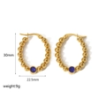 18K gold plated beaded earrings with blue zircon stones and dimensional measurements - Blue Zirconia (TE6356-BL)