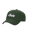 Gorra de béisbol de algodón verde oscuro con bordado Lucky y visera curva solar - Verde Militar