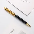 Penna a sfera nera creativa con glitter dorati e dettagli in oro di lusso - Nero
