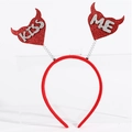Red sequin devil heart headband with KISS ME text for Valentine's Day parties - Style 28