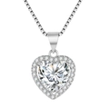 Elegant silver-plated necklace with a heart-shaped halo pendant and box chain - Xl-64 [with Cross Chain]
