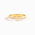Anello a croce in argento S925 dorato con mezza fila di zirconi brillanti da donna - US 5 / Oro