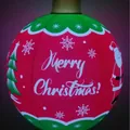 Inflatable red and green Christmas ball with white snowflakes and LED light - New LED Light-up Christmas Ball