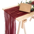 Burgundy cheesecloth table runner pleated gauze fabric for wedding party rustic decor. - 90*300cm / Burgundy