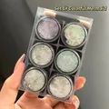 6-pack chunky glitter gel eyeshadow set in colorful mermaid shades with dual-tip brushes - Set 1# Colorful Mermaid