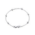 Minimalist S925 sterling silver chain bracelet with six polished beads and lobster clasp - Platinum Plated Spaced Bead Chain Bracelet 1.3g 20cm