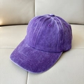 Detail of washed purple cotton baseball cap featuring reinforced stitching and eyelets - 54cm 4-10 Years / Purple