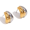 Orecchini a perno a banana minimalisti in acciaio inossidabile placcato oro 18K bicolore - Orecchini a bottone mini banana - Bicolore