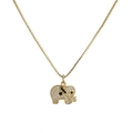 Chic gold elephant pendant necklace with micro-paved zircons and black enamel details - Full Pave Gold Little Elephant