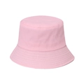Close-up of pink cotton bucket hat showing wide brim with detailed circular stitching - 58cm / Pink