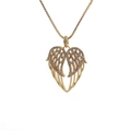 Elegant gold wing necklace featuring sparkling crystals on a box chain for women - 0269YH-Paved Angel Wing