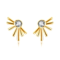 Elegant gold sunburst earrings with S925 silver needles and sparkling round zircon stone - Gold