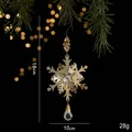 Gold snowflake metal ornament with crystal drops for festive Christmas tree decoration - Bright Gold Snowflake Type D