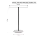Minimalist T-shaped black metal jewelry stand with white marble base for necklace display - Marble Base Jewelry Rack - White Base Black Frame