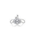 Adjustable S925 sterling silver chain ring featuring three sparkling halo zircon stones - Adjustable Open / Silver