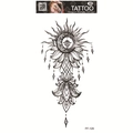 Waterproof temporary tattoo FF-129 featuring sun, moon, and mandala flower patterns - Sun Moon Mandala (FF-129)