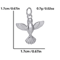 Polished silver flying bird pendant charm, size 1.7cm by 1.7cm, weight 0.7g for DIY jewelry - Silver Steel - Bird