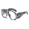 Oversized eyeglasses frame with artistic black and white marble pattern texture - Black and White Pattern