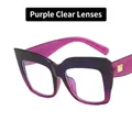 Oversized cat-eye glasses with purple gradient frames and clear lenses for women - Purple Gradient