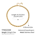 Detailed technical view of gold braided link necklace with full size and weight measurements - Simple Polished Chain (YYN023348)