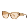 Moderne Katzenaugen-Sonnenbrille in Bernstein-Optik mit hellbraunen Gläsern und CE-Zeichen - Hellteefarbener Rahmen Hellteefarbene Gläser