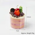 Fake mousse cake model in pink and white cream with cherry and berry toppings - Walnut Cherry Cake