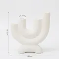 Minimalist white matte ceramic U-shaped 4-slot candle holder, 18.5cm nordic decor piece - Unfinished White - 4 Heads Tall