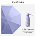Lavender purple five-fold mini umbrella with black UPF50+ UV protection coating - Lavender Purple (Plain Large)
