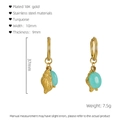 Detailansicht der Türkis-Muschel-Ohrringe mit Maßangaben von 37mm Höhe - Goldene Muschel Türkis Anhänger (832)