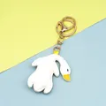 Portachiavi a forma di cigno in pelle PU bianca con becco giallo e gancio dorato - Bianco