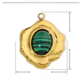 Detailed size parameters of water drop turquoise pendant in stainless steel - YE146-Green Texture Irregular Oval