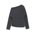 Off-shoulder long sleeve knit sweater in dark grey with an asymmetric neckline style - S / Gray