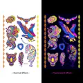 Glow-in-the-dark temporary tattoo sticker DWYG01 with owl and lion patterns - Fluorescent DWYG-001