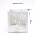 White square gift bag with transparent window and 21x21x21cm size dimensions - Small Square White 21*21*21