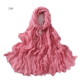 Macro shot of pink twisted gauze scarf showing crinkle texture and lightweight fabric - 28# Pink