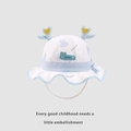 Grazioso cappello alla pescatora per neonati con stampa di coniglio e cuori in 3D - Coniglio Cuore Celeste (TJZY166)