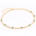 Collier tennis plaqué or avec zircons blancs et pierres rectangulaires vert émeraude - Plaqué Or 18K / Zircon Vert