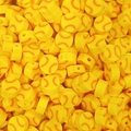 Bulk pack of 10mm yellow baseball polymer clay beads with red stitch patterns for jewelry - Softball